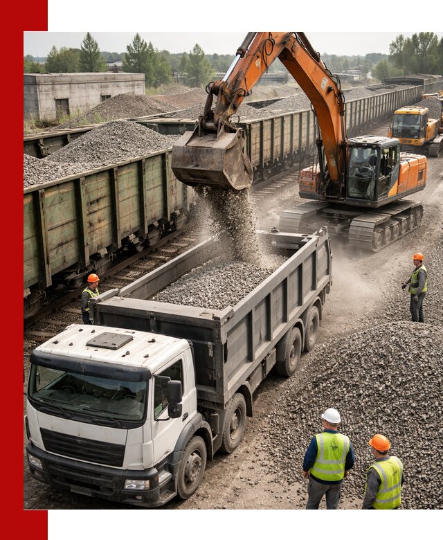 Железнодорожный щебень фракция 25–60 для поставок в Рубцовске