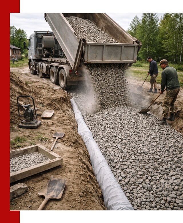 Гравий для дренажа с доставкой в Рубцовске качественный и недорогой