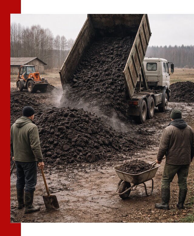 Доставка низинного торфа с разгрузкой и доставкой в Рубцовске