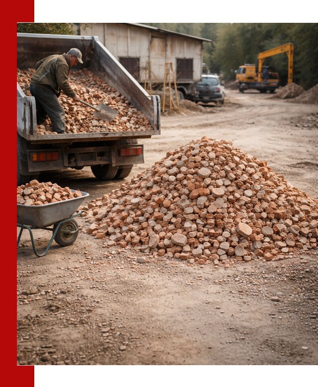 Доставка и подушка из боя кирпича с разгрузкой в Рубцовске