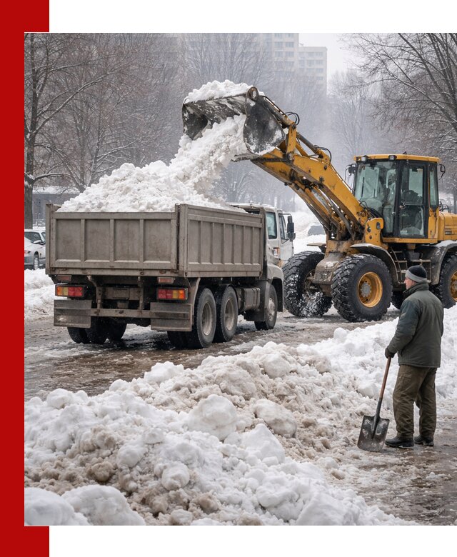 Вывоз снега грузовой техникой в Рубцовске оперативно и чисто