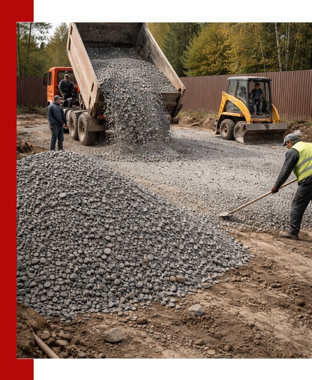 Отсыпка участка щебнем с доставкой и уплотнением в Рубцовске