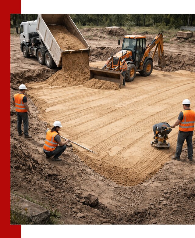 Устройство песчаной подушки для фундаментов и дорог в Рубцовске